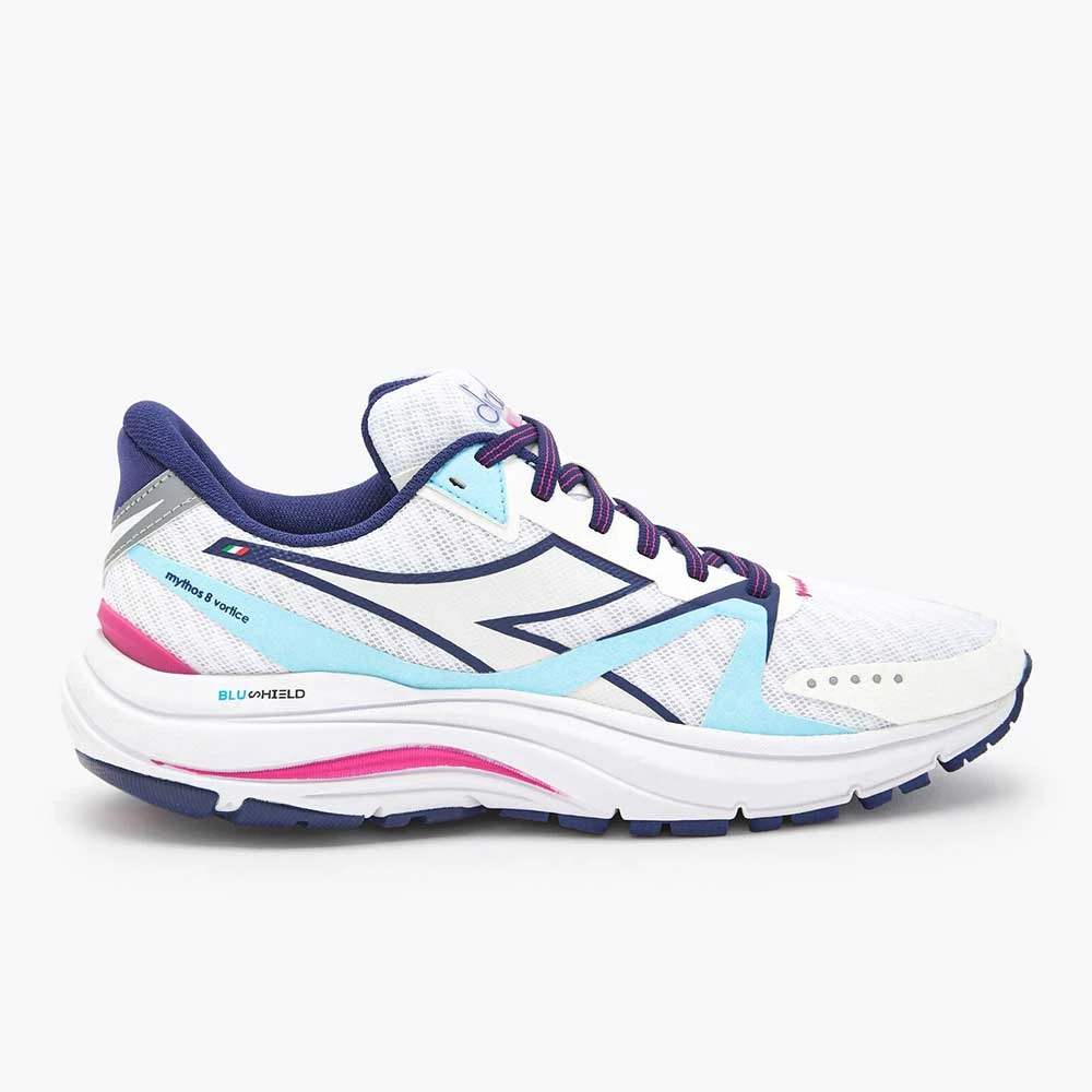 Diadora Women's Mythos Blushield Vortice 8 Running Shoe - White/Blueprint- Regular (B) 3 Diadora Women's Mythos Blushield Vortice 8 Running Shoe - White/Blueprint- Regular (B)