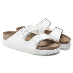Birkenstock Arizona Platform Vegan - White- Medium/Narrow -Gazelle Sports Shop 1018581 pair