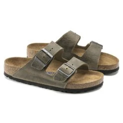 Birkenstock Arizona Soft Footbed Faded Khaki Oiled Nubuck Leather- Regular/Wide -Gazelle Sports Shop 1019313 pair