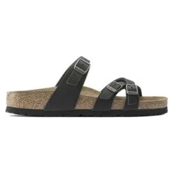Birkenstock Women's Franca Oiled Leather Sandals- Black- Regular/Wide -Gazelle Sports Shop 1021203 side