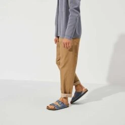 Birkenstock Arizona SFB Oil Leather Sandal - Dusty Blue - Regular/Wide -Gazelle Sports Shop 1022477 f look m