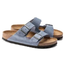 Birkenstock Arizona SFB Oil Leather Sandal - Dusty Blue - Regular/Wide -Gazelle Sports Shop 1022477 pair