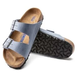 Birkenstock Arizona SFB Oil Leather Sandal - Dusty Blue - Regular/Wide -Gazelle Sports Shop 1022477 sole