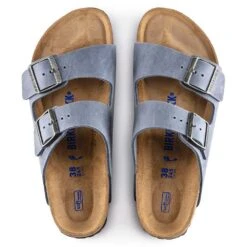 Birkenstock Arizona SFB Oil Leather Sandal - Dusty Blue - Regular/Wide -Gazelle Sports Shop 1022477 top