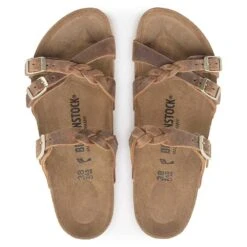 Birkenstock Women's Franca Oiled Leather Sandal - Cognac - Regular/Wide -Gazelle Sports Shop 1024052 top