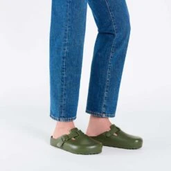 Birkenstock Women's Boston EVA Clog - Khaki - Medium/Narrow (B) -Gazelle Sports Shop 1026215 f look m