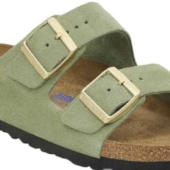 Birkenstock Arizona Soft Footbed Sandal - Green Tea Suede - Narrow -Gazelle Sports Shop 1027933 detail 1