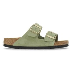 Birkenstock Arizona Soft Footbed Sandal - Green Tea Suede - Narrow