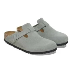 Birkenstock Boston SFB Suede Clog - Pure Sage - Medium/Narrow (B) -Gazelle Sports Shop 1029766 pair