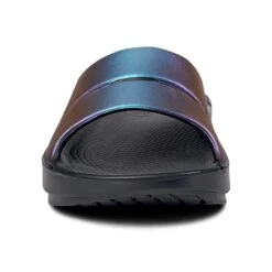 OOfos Women's OOahh Luxe Slide - Midnight Spectre - Regular (B) -Gazelle Sports Shop 1103MDNHTSPEC shot3 932x680 434d951b 7eb2 4880 9999 ac4bcaa4c1f7