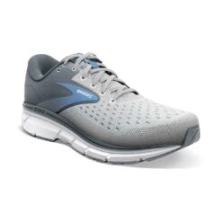 BROOKS Women's Dyad 11 Running Shoe- Grey/White/Blue - Wide (D) -Gazelle Sports Shop 120312 065 A Dyad 11 bc3be288 5ba0 478d b583 41ea93a479ac