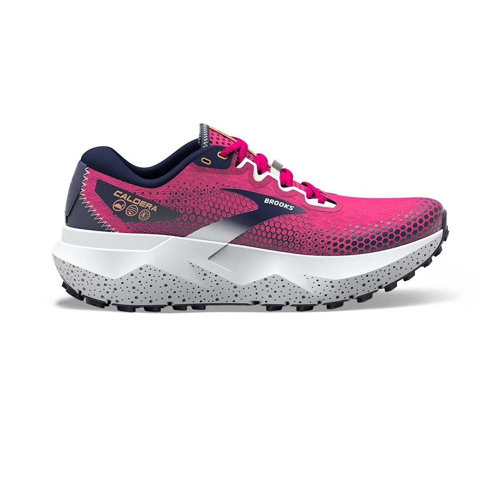 BROOKS Women's Caldera 6 Trail Shoe- Pink Glo/Peacoat/Marshmallow- Regular (B) 3 BROOKS Women's Caldera 6 Trail Shoe- Pink Glo/Peacoat/Marshmallow- Regular (B)