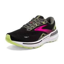 BROOKS Women's Adrenaline GTS 23 Running Shoe - Black/Gunmetal/Sharp Green- Narrow (2A) -Gazelle Sports Shop 120381 037 Z Adrenaline GTS 23 1