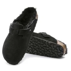 Birkenstock Boston Shearling Black Suede Leather- Regular/Wide 14 Birkenstock Boston Shearling Black Suede Leather- Regular/Wide -Gazelle Sports Shop 259883 sole 1