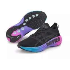 Men's Foreverrun Nitro Sunset Running Shoe - Puma Black/Luminous Blue/Electric Orchid- Regular (D) -Gazelle Sports Shop 38000701 BlackBlue DET