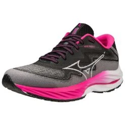 Mizuno Women's Project Zero Wave Rider 27 Running Shoe - Black/White- Regular (B) -Gazelle Sports Shop 411424 9000 07
