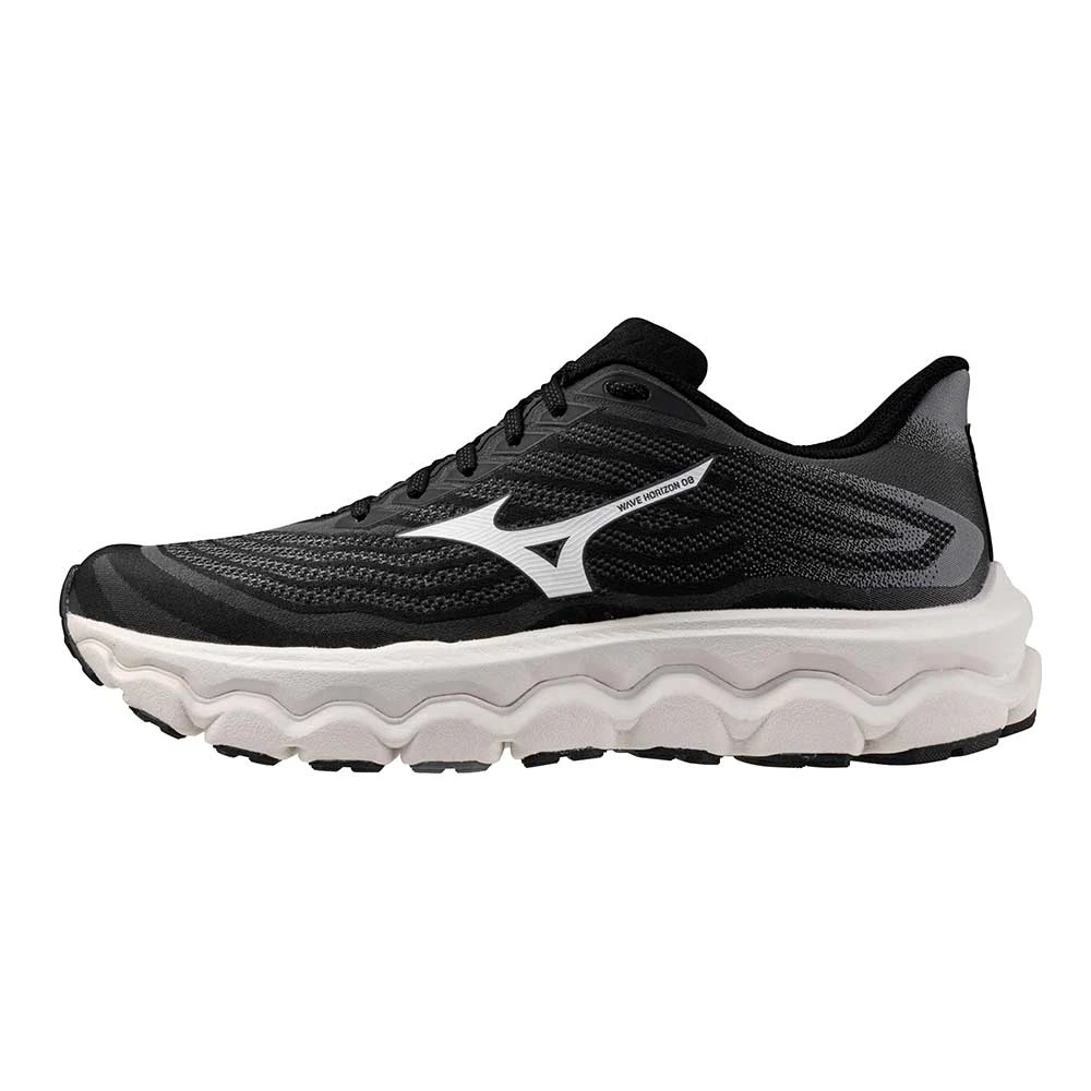 Mizuno Men's Wave Horizon 8 Running Shoe - Black/White - Wide (2E) 4 Mizuno Men's Wave Horizon 8 Running Shoe - Black/White - Wide (2E) - Image 2
