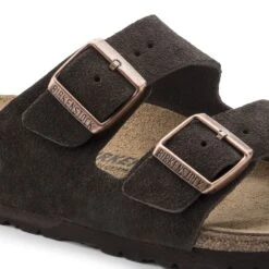 Birkenstock Arizona Mocha Suede Leather Sandal- Regular/Wide -Gazelle Sports Shop 51903 detail 1