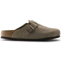 Birkenstock Boston Soft Footbed Taupe Suede- Regular/Wide -Gazelle Sports Shop 560771 side bost tau