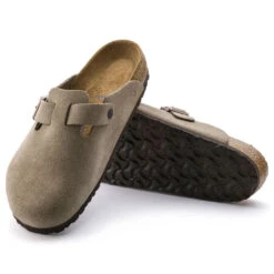 Birkenstock Boston Soft Footbed Taupe Suede- Regular/Wide -Gazelle Sports Shop 560771 sole bost tau
