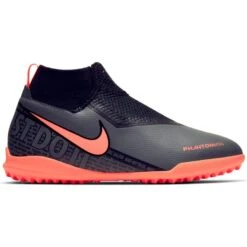 Nike Jr. Phantom Vision Academy Dynamic Fit TF Soccer Cleat - Dark Grey/Black/Bright Mango
