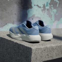 ADIDAS Women's Adizero Evo SL Running Shoe - Glow Blue/Silver Metallic/Cloud White -Gazelle Sports Shop Adizero EVO SL Shoes Blue JS4453 HM6