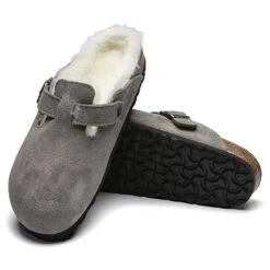 Birkenstock Boston Shearling - Stone - Regular/Wide -Gazelle Sports Shop BostonShearling Stone 2