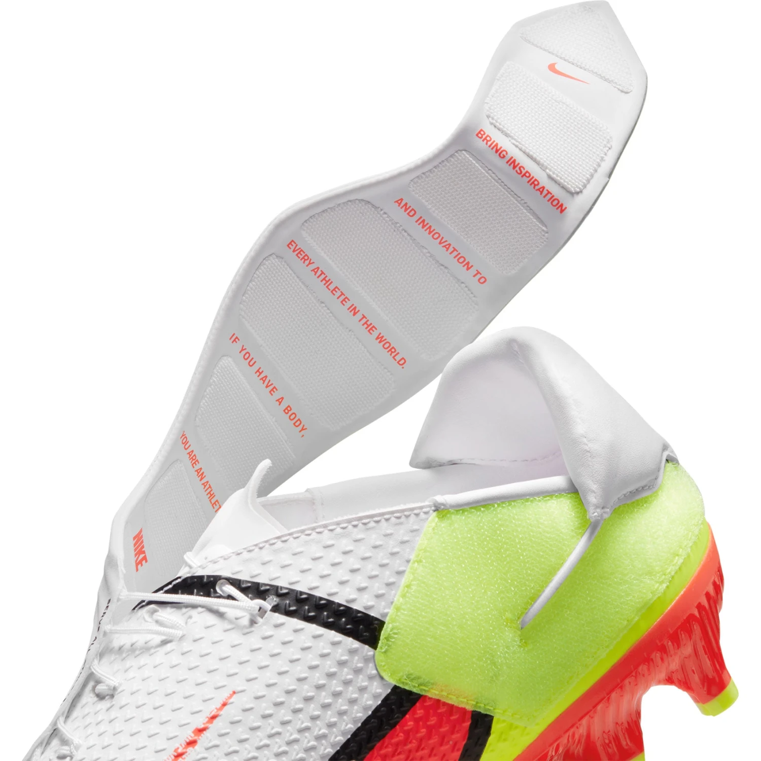 Nike Unisex Phantom GT2 Academy Flyease FG/MG Soccer Shoe - White/Bright Crimson/Volt 11 Nike Unisex Phantom GT2 Academy Flyease FG/MG Soccer Shoe - White/Bright Crimson/Volt - Image 9