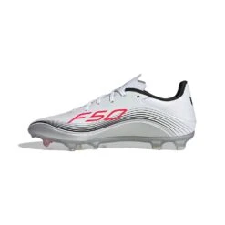ADIDAS Men's F50 Messi League FG/MG Soccer Cleat - Cloud White/Lucid Red/Silver Met - Regular (D) 14 ADIDAS Men's F50 Messi League FG/MG Soccer Cleat - Cloud White/Lucid Red/Silver Met - Regular (D) -Gazelle Sports Shop F50 Messi League Firm Multi Ground Cleats White JP7446 06 standard
