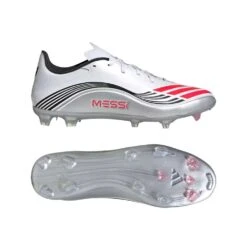 ADIDAS Men's F50 Messi League FG/MG Soccer Cleat - Cloud White/Lucid Red/Silver Met - Regular (D) 15 ADIDAS Men's F50 Messi League FG/MG Soccer Cleat - Cloud White/Lucid Red/Silver Met - Regular (D) -Gazelle Sports Shop F50 Messi League Firm Multi Ground Cleats White JP7446 22 model