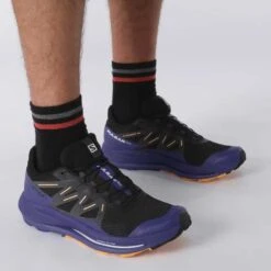 Salomon Men's Pulsar Trail Shoe - Black/Clematis Blue/Blazing Orange- Regular (D) -Gazelle Sports Shop L41603200 b1e1cabd0093cd16fb7753cd530c28a3