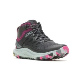 Merrell Women's Antora 3 Mid Waterproof Boot - Black/Fuchsia - Regular (B) -Gazelle Sports Shop MRLW J067582 WHT 020722 S23 045