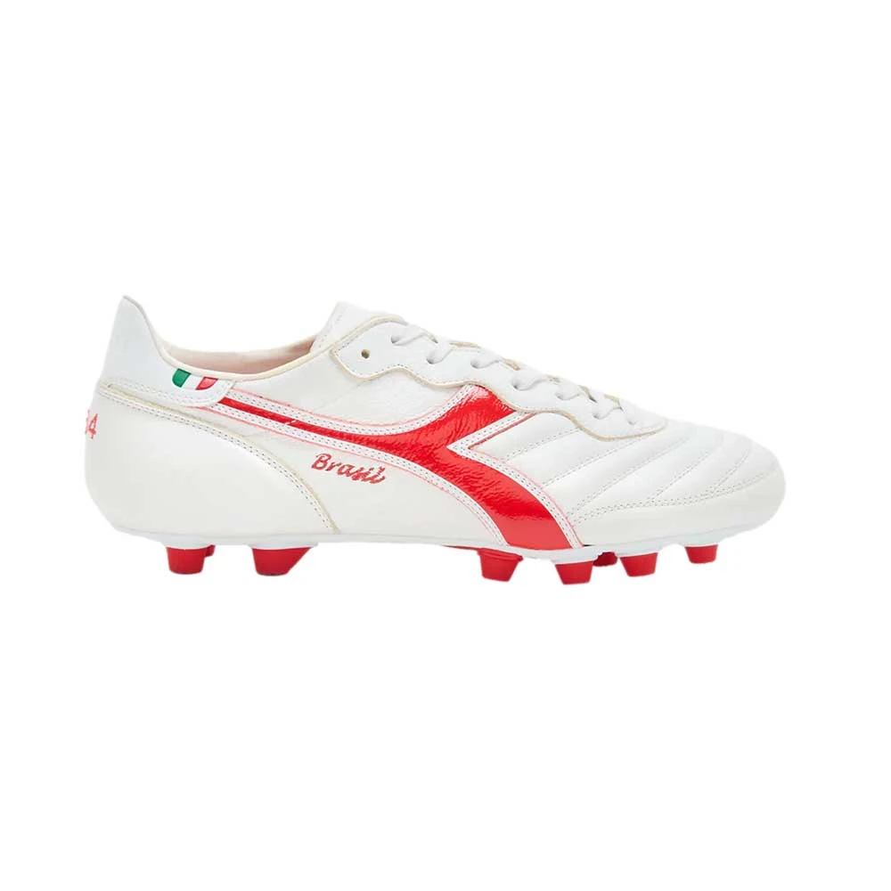Diadora Men's Brasil Italy OG Lt+ FG Soccer Shoe - White/Milano Red 3 Diadora Men's Brasil Italy OG Lt+ FG Soccer Shoe - White/Milano Red