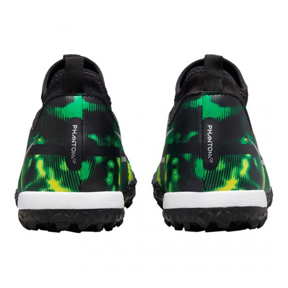 Nike JR Phantom GT2 DF SW TF Soccer Shoe - Black/Mtlc Platinum/Green Strike 8 Nike JR Phantom GT2 DF SW TF Soccer Shoe - Black/Mtlc Platinum/Green Strike - Image 6